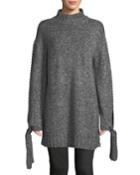 Tie-sleeve Turtleneck