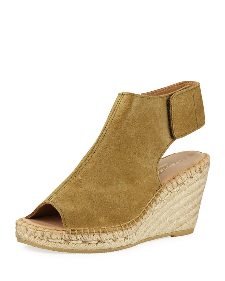 Flora Suede Grip-strap Wedge Espadrilles