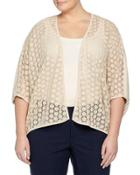 Medallion-lace Knit Cardigan, Raffia, Women's
