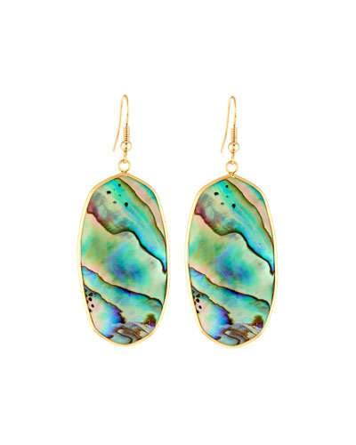 Elongated Abalone-hue Drop Earrings,