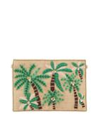Palm Tree Beaded Zip-top Clutch Bag