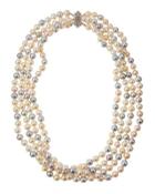 14k Multicolor Akoya Pearl Multi-strand Necklace,