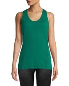 Braid-trim Scoop-neck Tank Top, Green