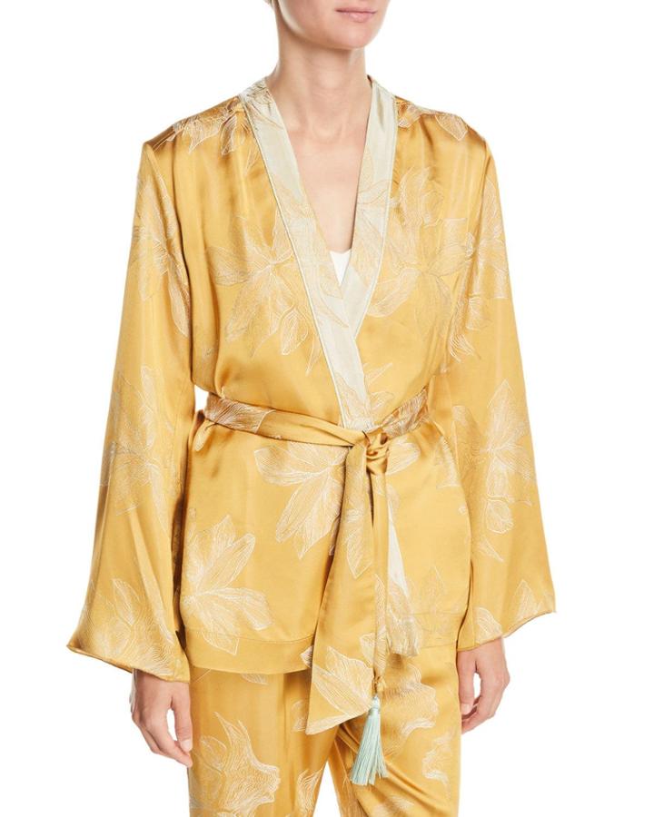 Sirena Belted Floral Jacquard Jacket