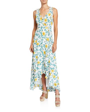 Floral Print Wrap High-low