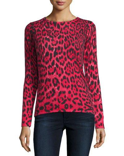 Cashmere Leopard-print Crewneck