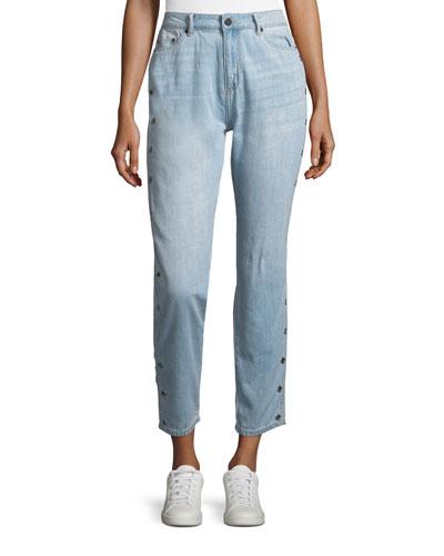 Side-button Cropped Jeans
