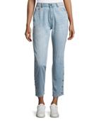 Side-button Cropped Jeans