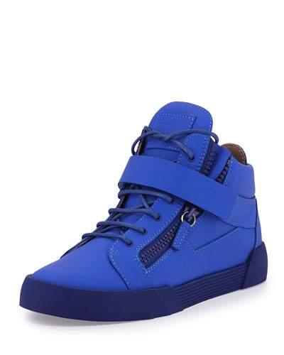 Men's Matte Leather Zip & Buckle Mid-top