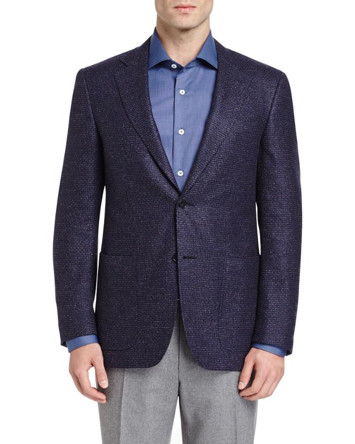 Tic Two-button Sport Coat, Navy/plum