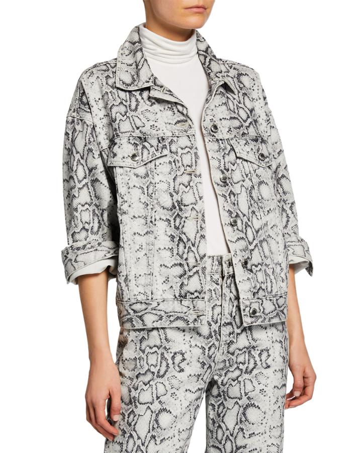 Game Python-print Denim Trucker Jacket