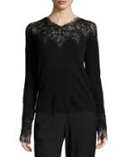 Nella V-neck Lace-yoke Cashmere