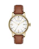 38mm Yellow Golden Watch With Tan