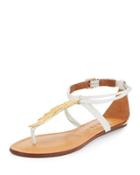 Leather Strappy Sandal With Golden