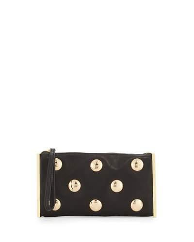 Luna Studded Leather Evening Clutch Bag, Black