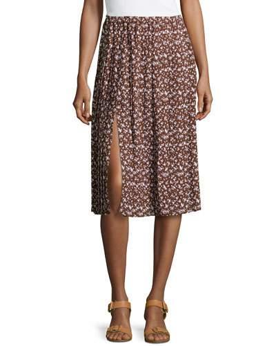 Floral-print Georgette Pleated