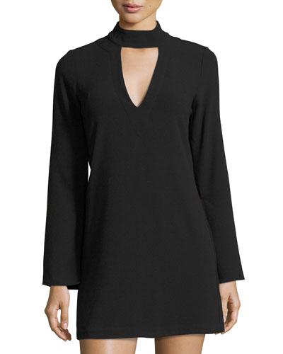Long-sleeve Cassie Dress, Black