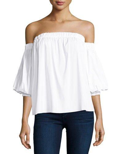Off-the-shoulder Stretch-cotton Blouse