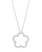 18k White Gold Diamond Open Flower Necklace