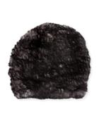 Knit Fur Hat, Heather Gray/black