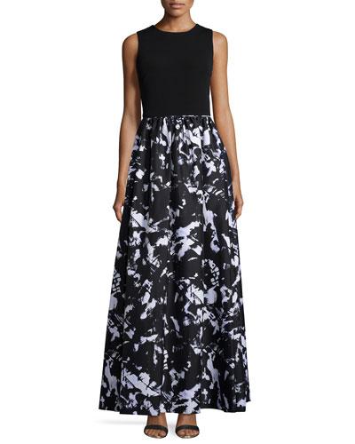 Sleeveless Combo Printed Gown