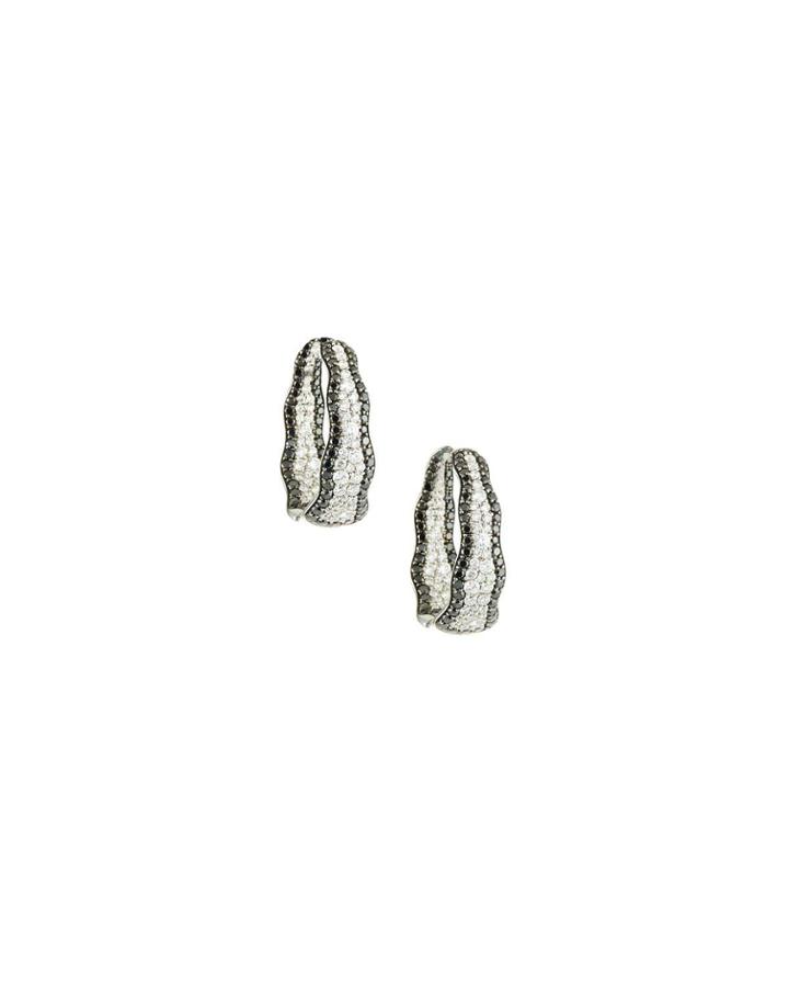 18k Two-tone Diamond Hoop Earrings