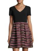 Katrina A-line Dress, Black/multi