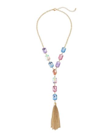 Stone & Tassel Y-drop Necklace