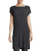 Cap-sleeve Bateau-neck Tencel&reg; Ribbed Tunic