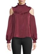 Cold-shoulder Ruffle Trimmed Blouse