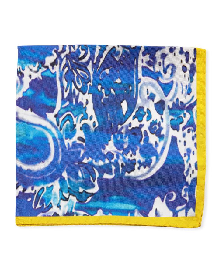 Damask-print Silk Pocket