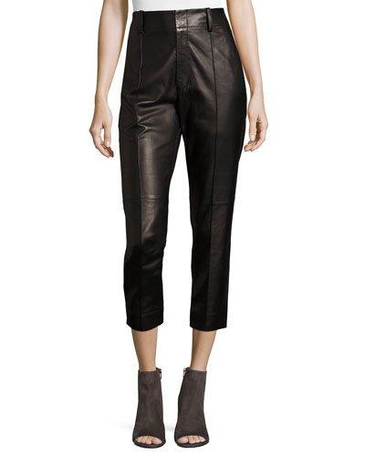 Leather Carrot Pants, Black