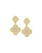 Pave Crystal Clover Double-drop Earrings