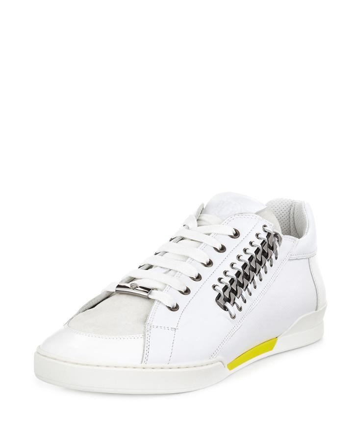 Men's Casual Leather Sneakers, White