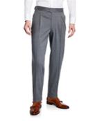 Men's Single-pleat Wool Trouser Pants, Gray