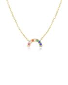 Mini Cubic Zirconia Rainbow Pendant Necklace,