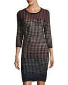 Ombr&eacute;-grid Jacquard Dress
