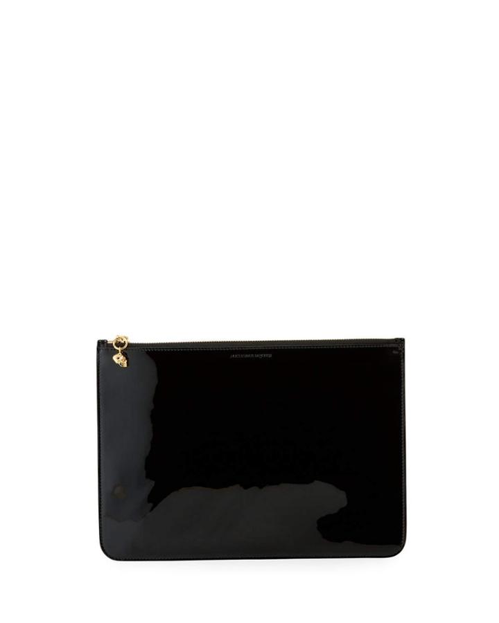 Small Patent Zip Clutch Bag