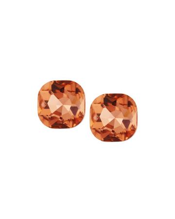 Cushion-cut Crystal Stud Earrings, Peach