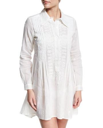 Mystic Eyelet Coverup Shirtdress, White