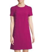 Short-sleeve Scallop-edge Crepe Dress