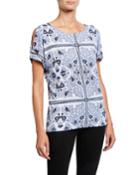 Printed Slit-sleeve Top