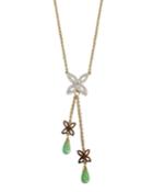 John Hardy Kawung Pave Diamond Leaf & Jade Tassel Necklace, Women's