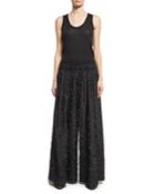Fil Coup&eacute; Wide-leg Tank Jumpsuit, Onyx