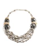 Sculptural Pearly Crystal Collar Necklace