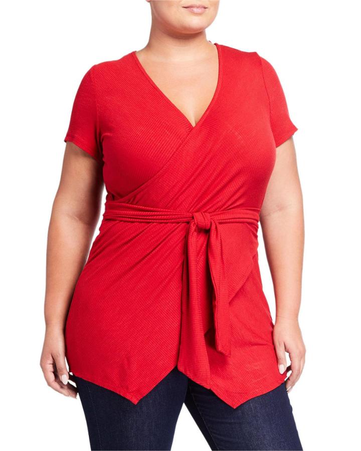 Plus Size Faux-wrap Top