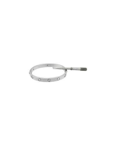 18k White Gold Diamond Love Bangle Bracelet,