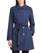 Microfiber Belted Trench Coat, Navy