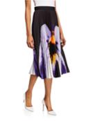 Pansy-print Pleated