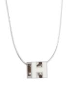 Estate Caged H-pendant Necklace, White